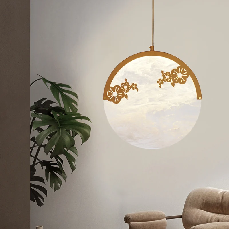 Bloem/blad acryl hangende hanglamp Klassieke 1-lichts woonkamer hanglamp goud Clearhalo