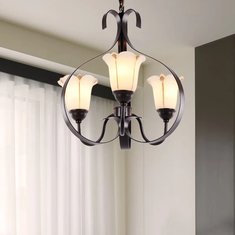 Bloemen eetkamer hanglamp melkglas 3/5/8 koppen moderne stijl kroonluchter verlichtingsarmatuur roodbruin Clearhalo