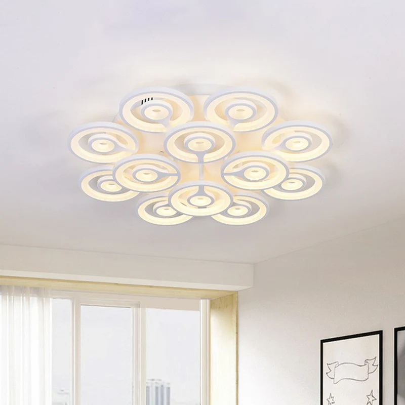 Bloemen LED semi-inbouwverlichting Moderne stijl acryl woonkamer plafondgemonteerd lichtarmatuur wit Clearhalo