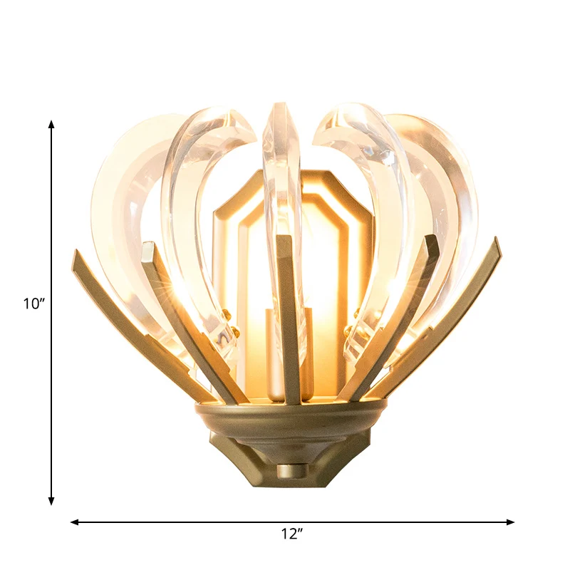 Bloemontwerp wandkandelaar vintage stijlvol helder kristal 1 licht gouden afwerking wandlamp voor slaapkamer Clearhalo