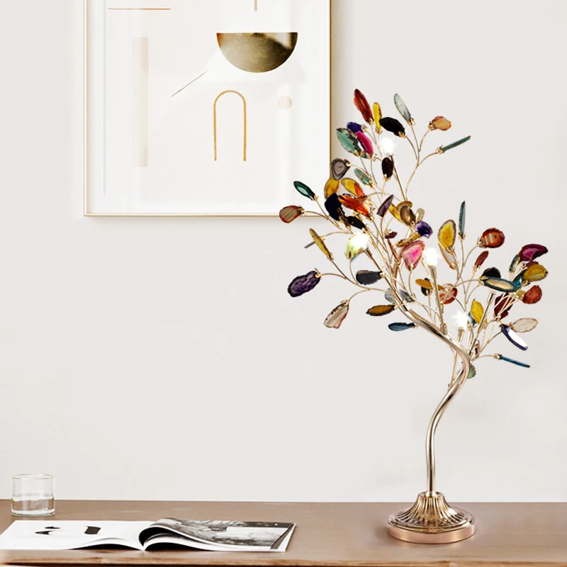 Bloemtakvormige acryltafelverlichting Hedendaagse LED-roségouden bureaulamp Clearhalo
