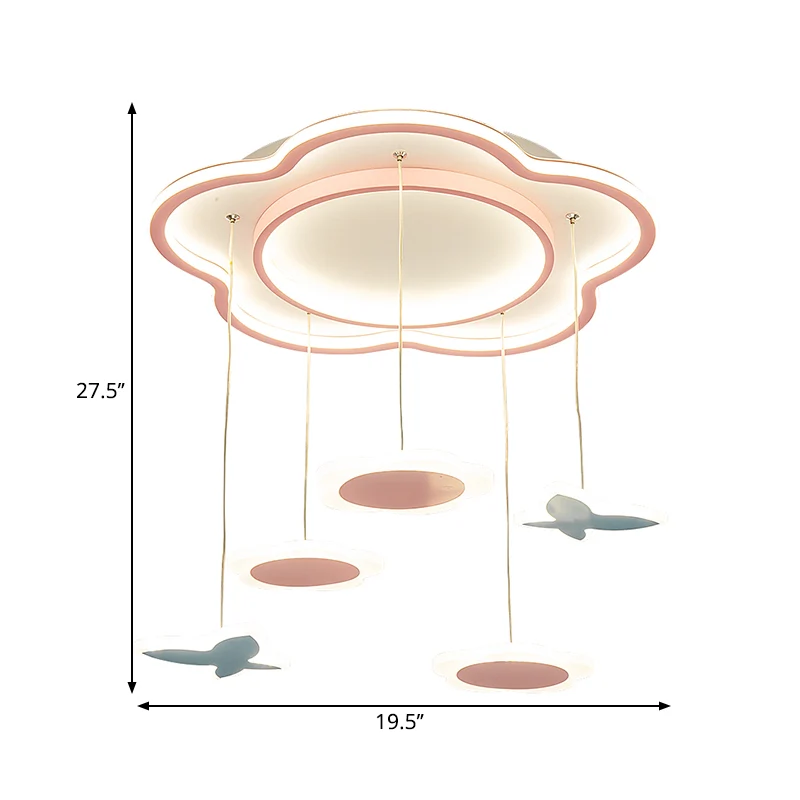 Bloemvorm metallic multi-plafondlamp eigentijds 5-lichts roze LED-slingerlamp voor meisjeskamer Clearhalo