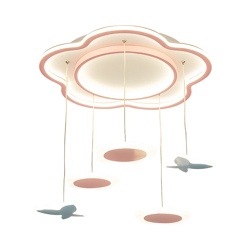 Bloemvorm metallic multi-plafondlamp eigentijds 5-lichts roze LED-slingerlamp voor meisjeskamer Clearhalo