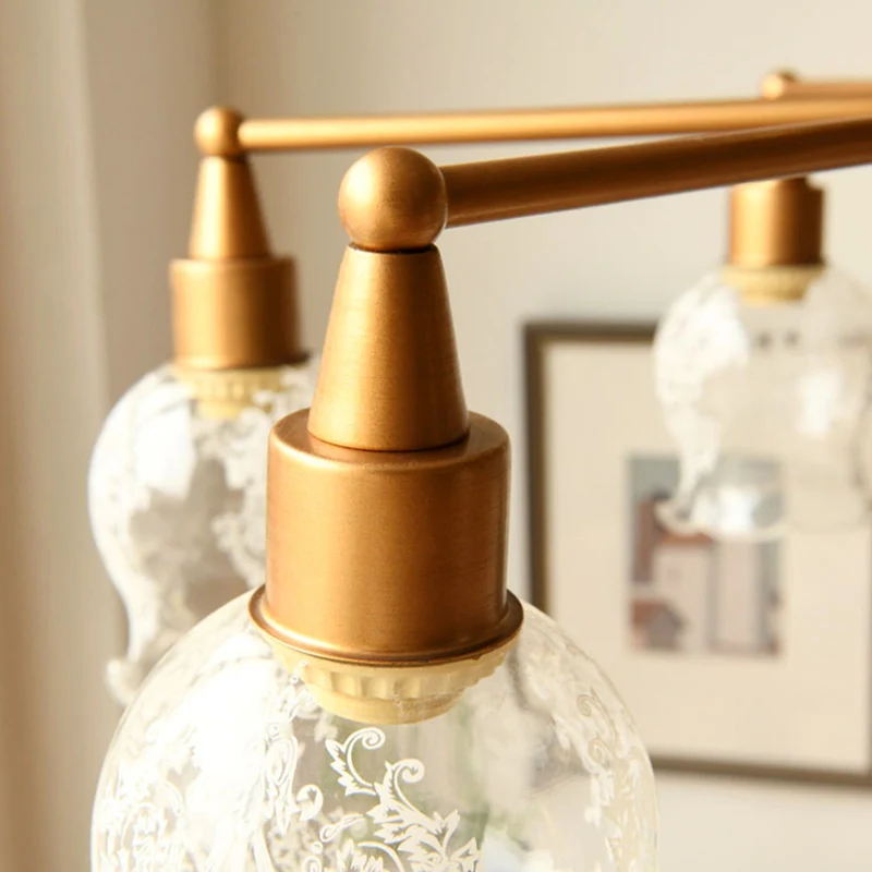 Bloemvorm Woonkamer Semi Mount Verlichting Traditioneel Helder Glas 6 Lichten Goud Semi Flush Light Clearhalo