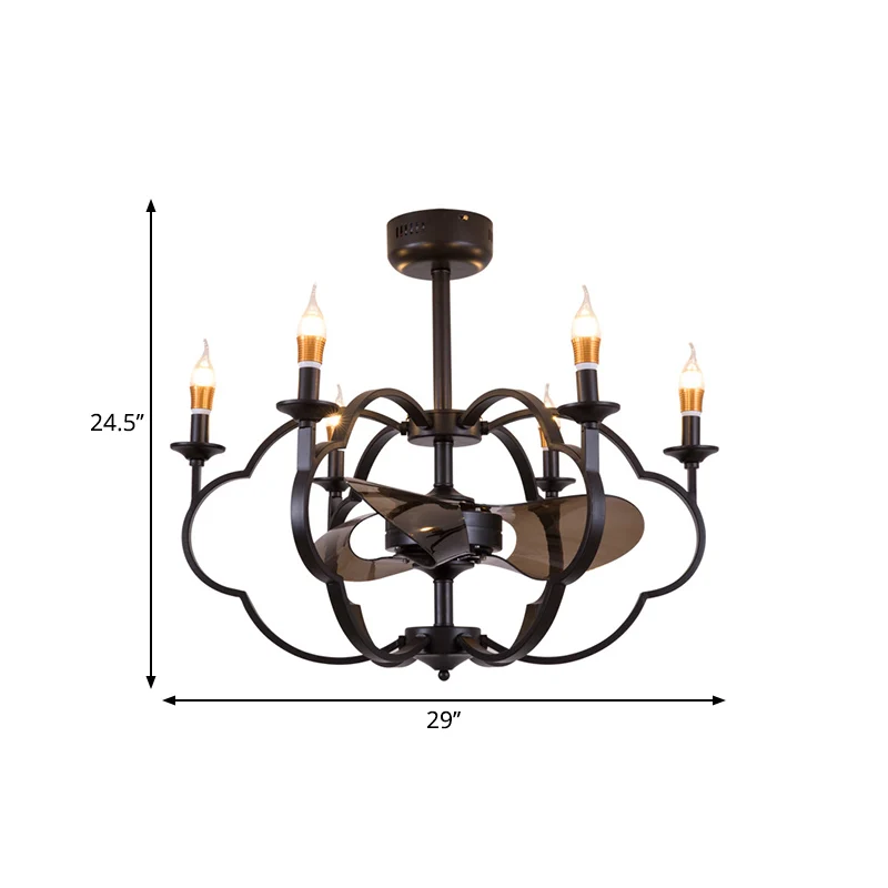 Blootgestelde lamp hanglamp traditionele stijl metaal 6 lampen eetkamer kroonluchter verlichting zwart Clearhalo