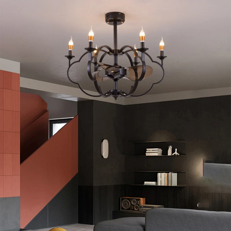 Blootgestelde lamp hanglamp traditionele stijl metaal 6 lampen eetkamer kroonluchter verlichting zwart Clearhalo