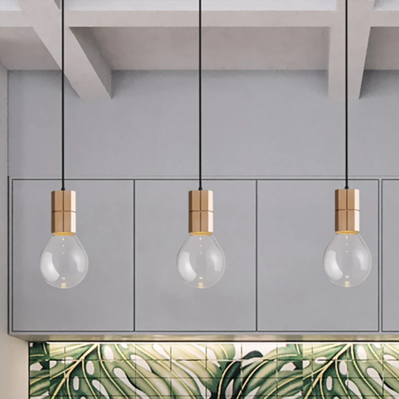 Blootgestelde lamp plafond hanglamp modern helder glas 1 kop houten hanglampset warm/wit licht Clearhalo
