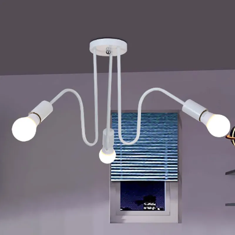Blootgestelde metalen semi-inbouwlamp loftstijl 3/5-hoofds slaapkamer semi-inbouwplafondlamp zwart/wit Clearhalo