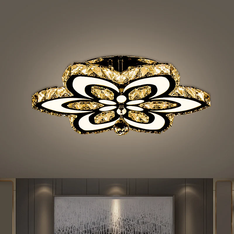 Blossom Crystal Block semi-inbouwlamp Eenvoud LED-chroom plafondmontagearmatuur, groot/klein Clearhalo