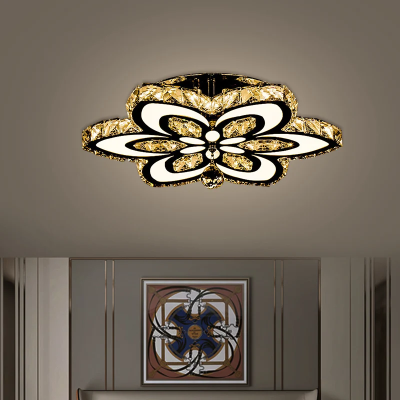 Blossom Crystal Block semi-inbouwlamp Eenvoud LED-chroom plafondmontagearmatuur, groot/klein Clearhalo