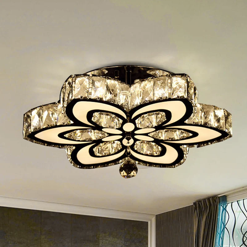 Blossom Crystal Block semi-inbouwlamp Eenvoud LED-chroom plafondmontagearmatuur, groot/klein Clearhalo