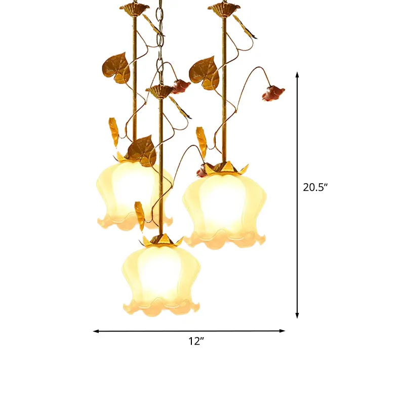 Blossom Eetkamercluster Hanglamp Platteland Metaal 3-kops Groene LED-hanglamp met ronde/lineaire luifel Clearhalo
