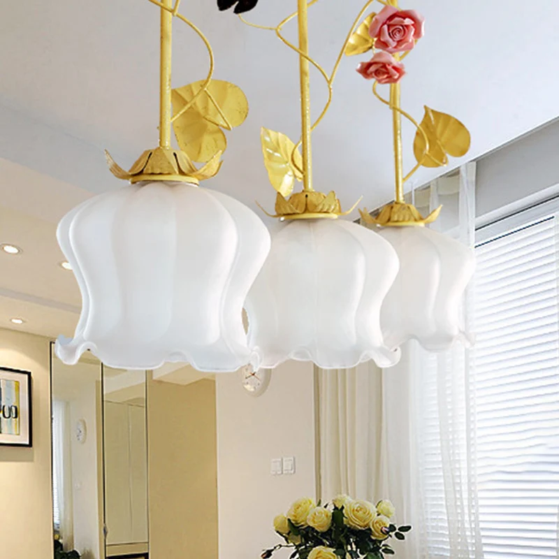Blossom Eetkamercluster Hanglamp Platteland Metaal 3-kops Groene LED-hanglamp met ronde/lineaire luifel Clearhalo