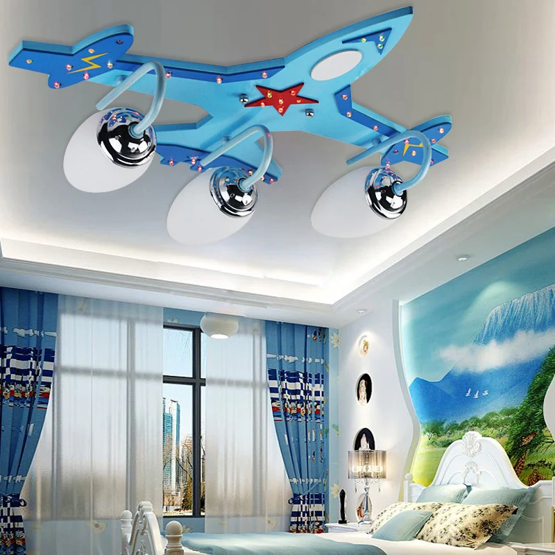 Blue Plane inbouwlamp Kid 3-lichts houten plafondlamp met ovale melkachtige glazen kap Clearhalo