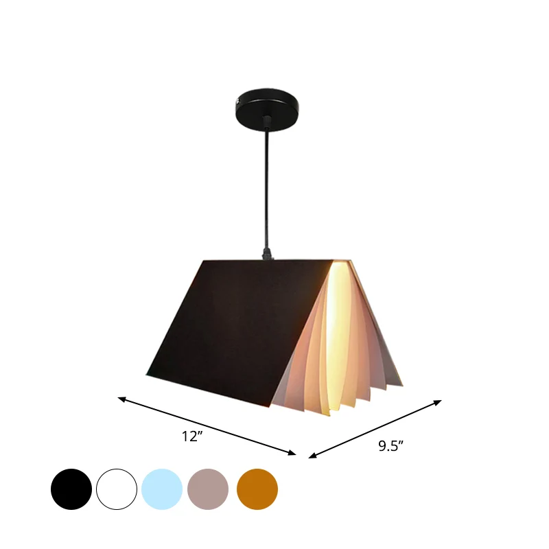 Boekvormige café-hanglamp Metaal Macaron-plafondlamp met enkele lamp blauw/roze/zwart Clearhalo