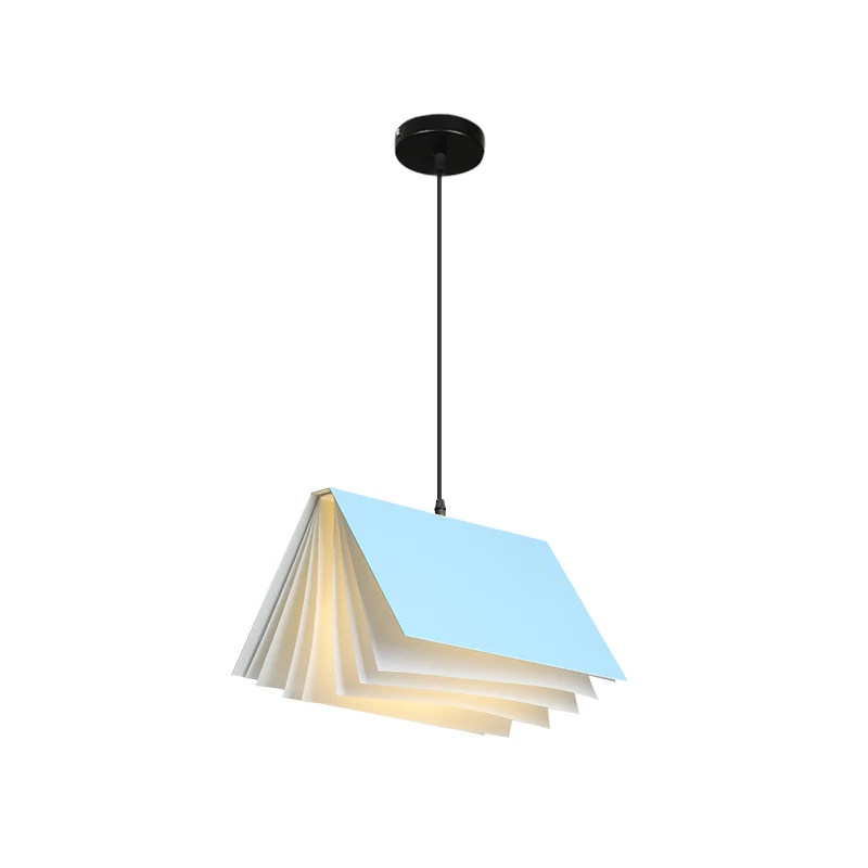 Boekvormige café-hanglamp Metaal Macaron-plafondlamp met enkele lamp blauw/roze/zwart Clearhalo
