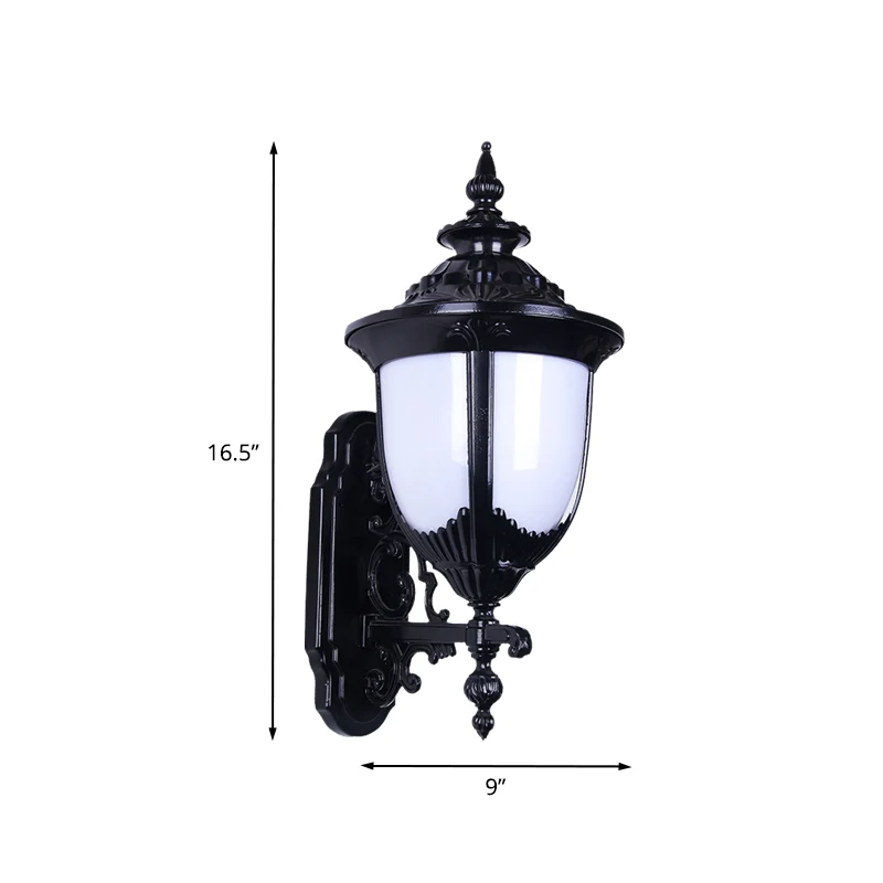 Boerderij Urn Wandmontage Verlichting 1 Lamp Melkachtige Plastic Wandlamp Schans Zwart voor Binnenplaats Clearhalo