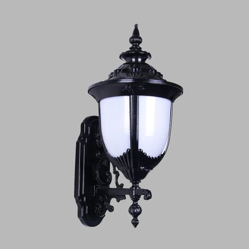Boerderij Urn Wandmontage Verlichting 1 Lamp Melkachtige Plastic Wandlamp Schans Zwart voor Binnenplaats Clearhalo