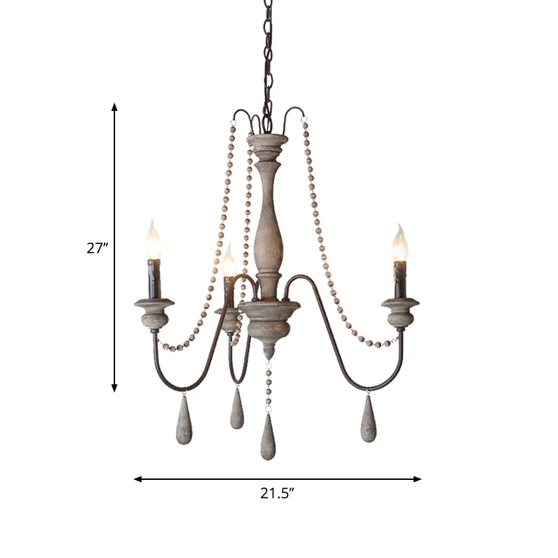Boerenarmkroonluchter Houten hangende plafondlamp met kandelaarontwerp Clearhalo