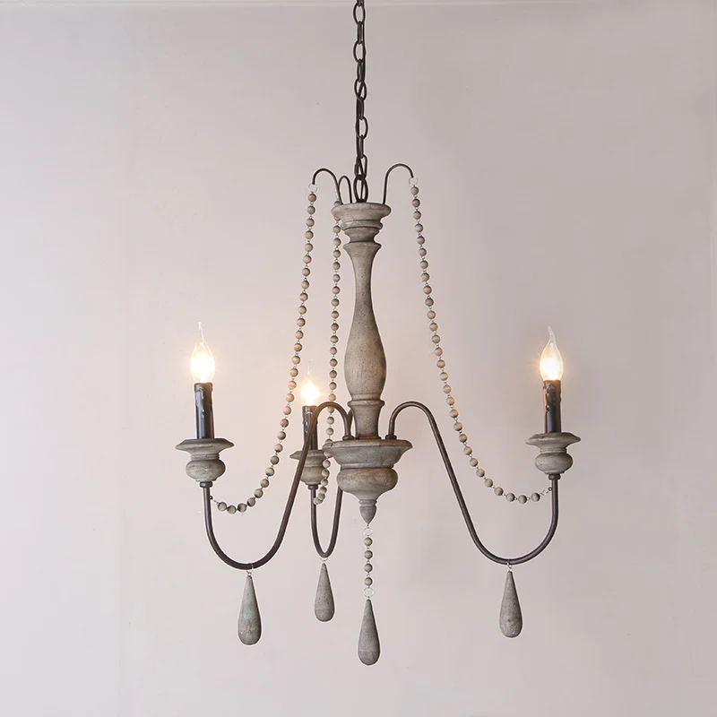 Boerenarmkroonluchter Houten hangende plafondlamp met kandelaarontwerp Clearhalo