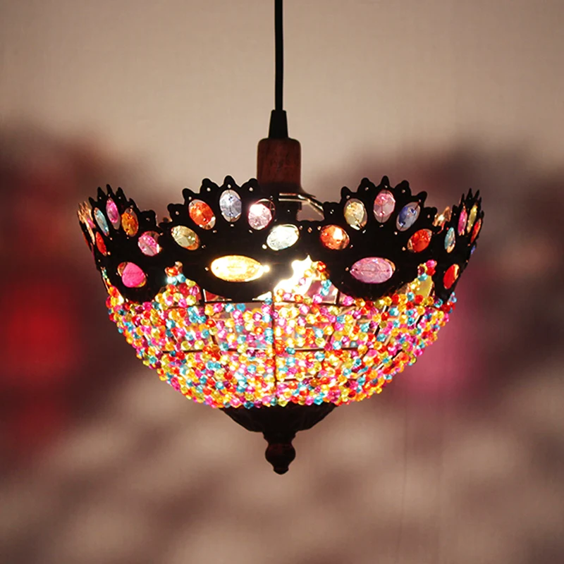 Boheemse Bowl Hanglamp 1 Lichtmetalen Druppelhanger Roest voor Restaurant Clearhalo
