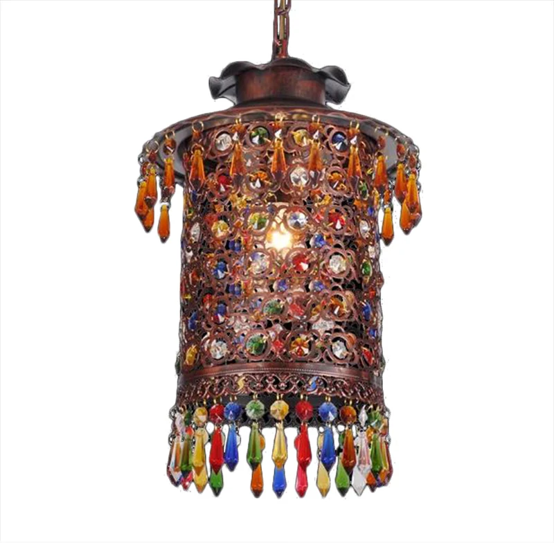 Boheemse cilinderhanger met 1 lamp, metalen hangende plafondlamp koper voor balkon Clearhalo