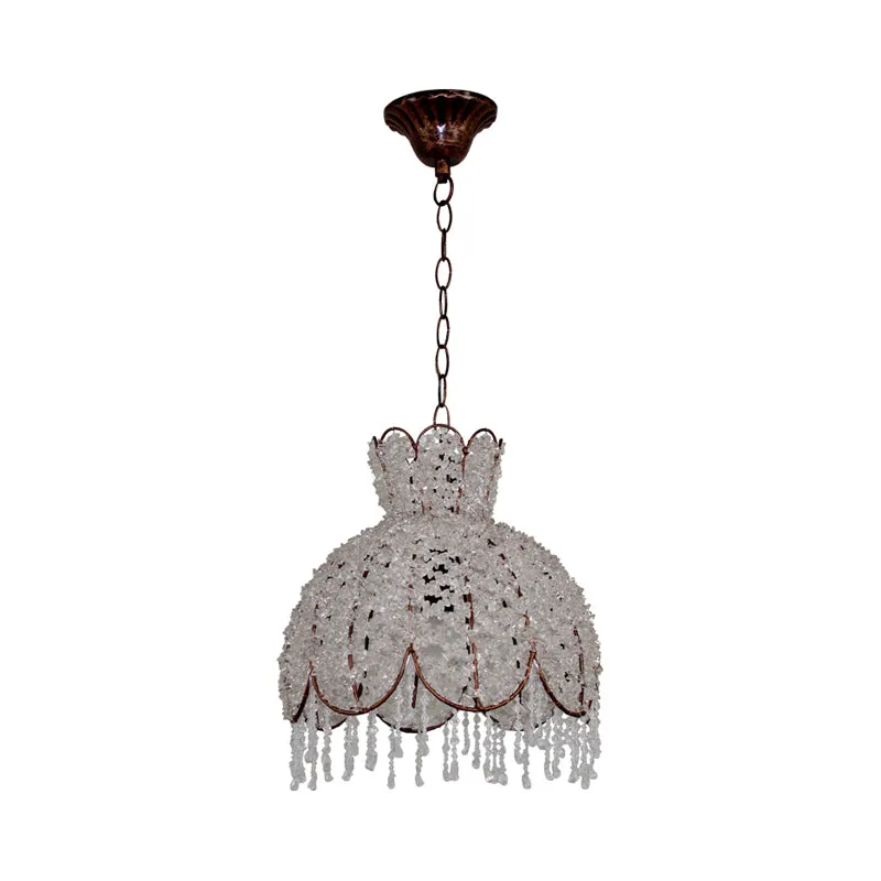 Boheemse geschulpte hangende kroonluchter 3-kops metalen hangende plafondlamp wit/rood/geel met bungelende kristallen Clea...