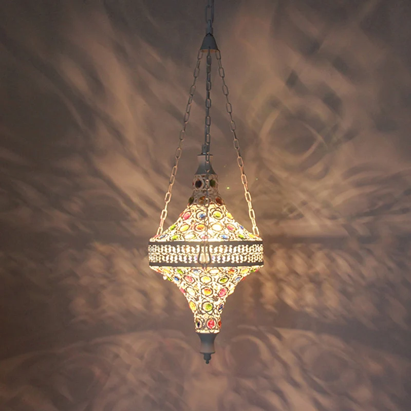 Boheemse holle hanglamp 1 lamp metalen druppelhanger wit voor woonkamer Clearhalo
