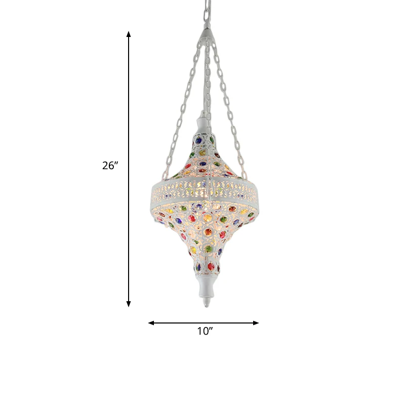 Boheemse holle hanglamp 1 lamp metalen druppelhanger wit voor woonkamer Clearhalo