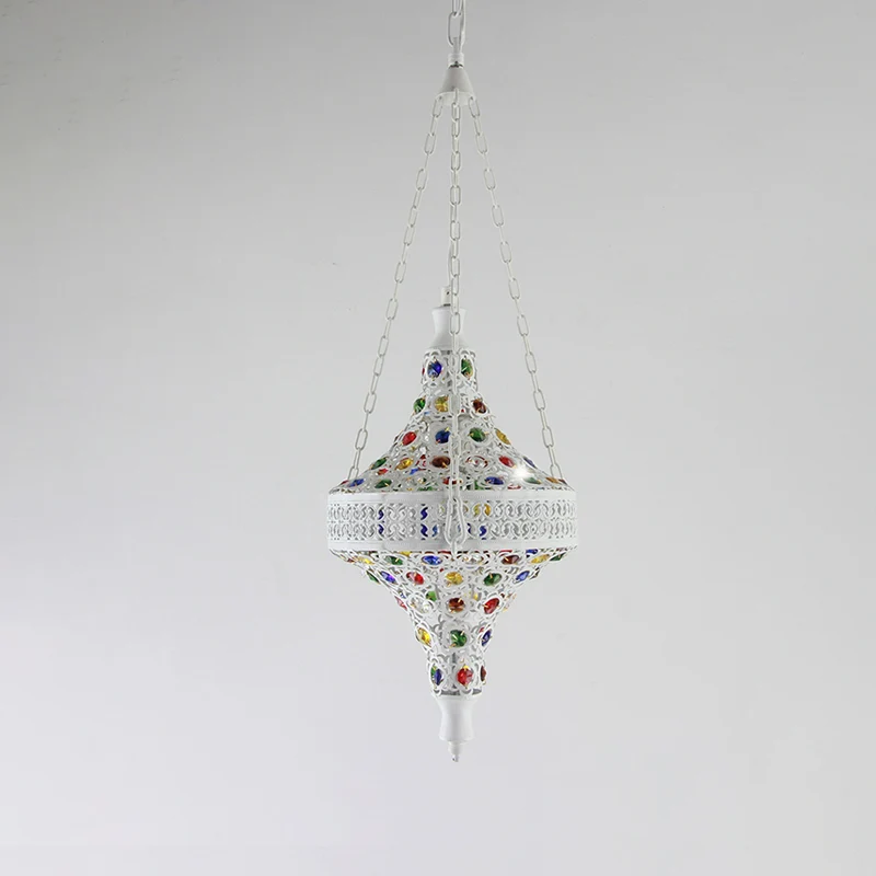 Boheemse holle hanglamp 1 lamp metalen druppelhanger wit voor woonkamer Clearhalo