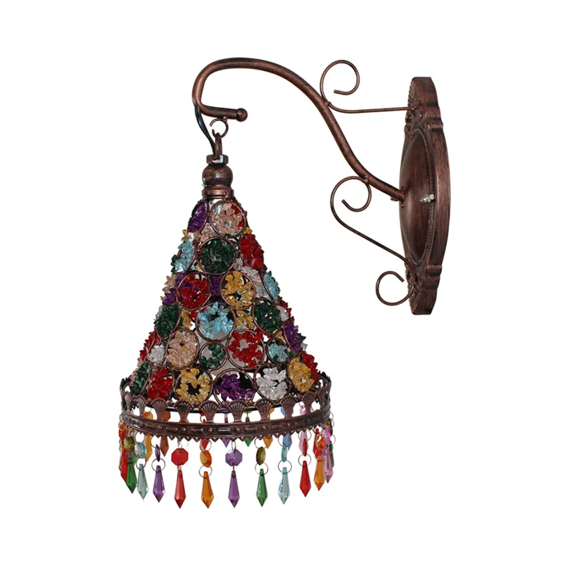 Boheemse kegel/trechter schans wandverlichting 1 lamp metalen wandgemonteerde lichtarmatuur brons voor woonkamer Clearhalo