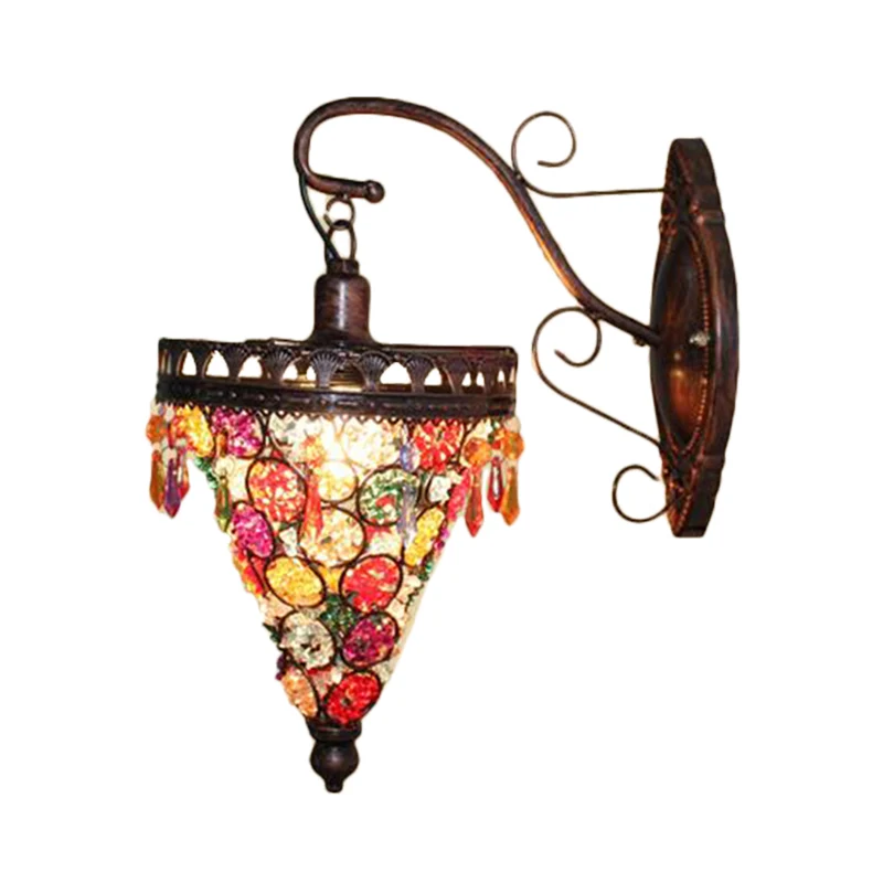Boheemse kegel/trechter schans wandverlichting 1 lamp metalen wandgemonteerde lichtarmatuur brons voor woonkamer Clearhalo
