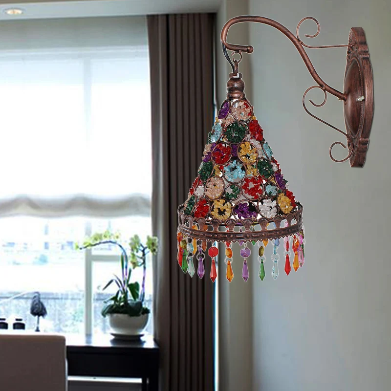 Boheemse kegel/trechter schans wandverlichting 1 lamp metalen wandgemonteerde lichtarmatuur brons voor woonkamer Clearhalo