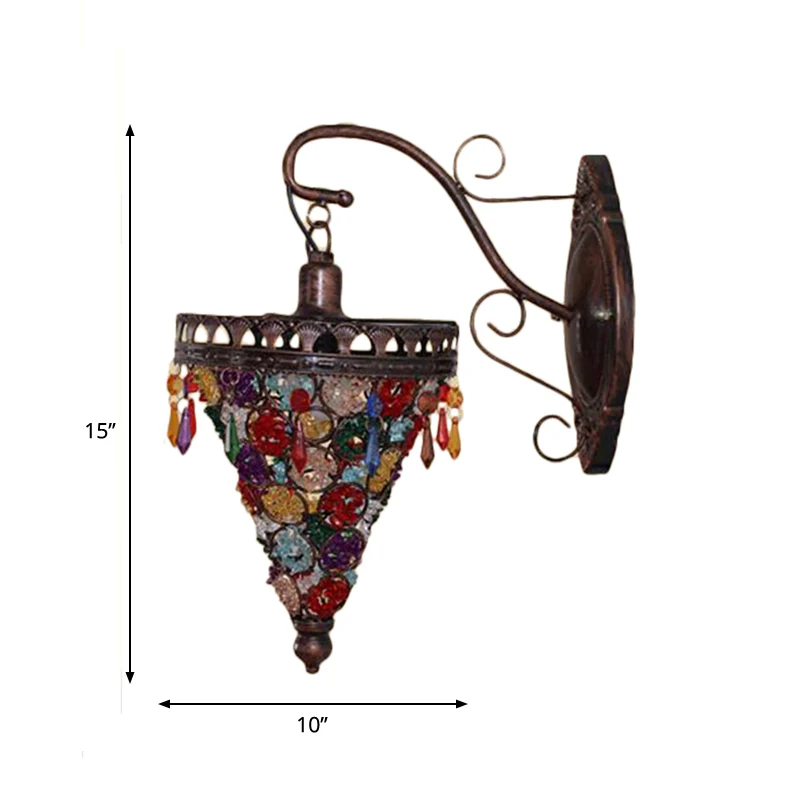 Boheemse kegel/trechter schans wandverlichting 1 lamp metalen wandgemonteerde lichtarmatuur brons voor woonkamer Clearhalo
