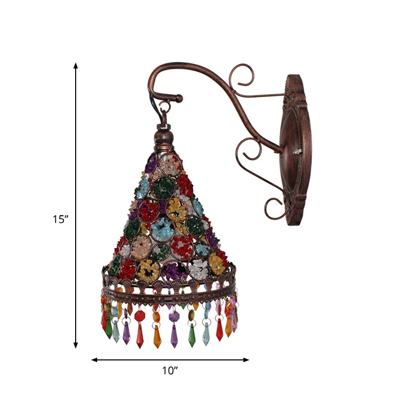 Boheemse kegel/trechter schans wandverlichting 1 lamp metalen wandgemonteerde lichtarmatuur brons voor woonkamer Clearhalo