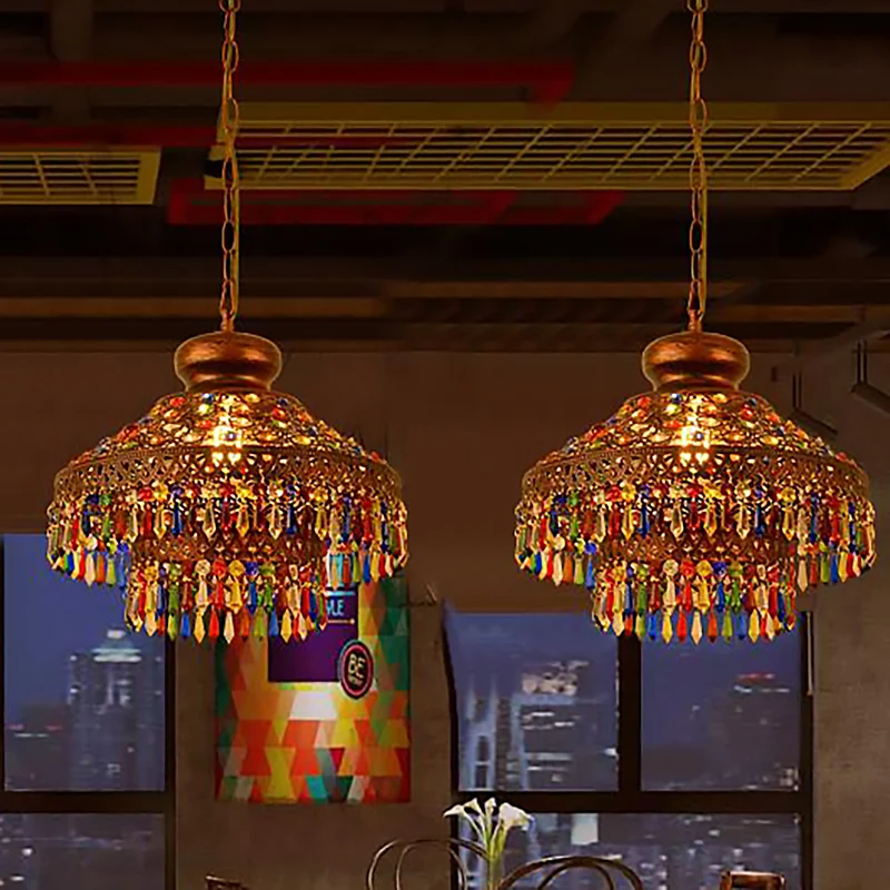 Bohemen koepelvormige hanglamp van kristal 1/3 licht ophanglicht koper voor restaurant Clearhalo