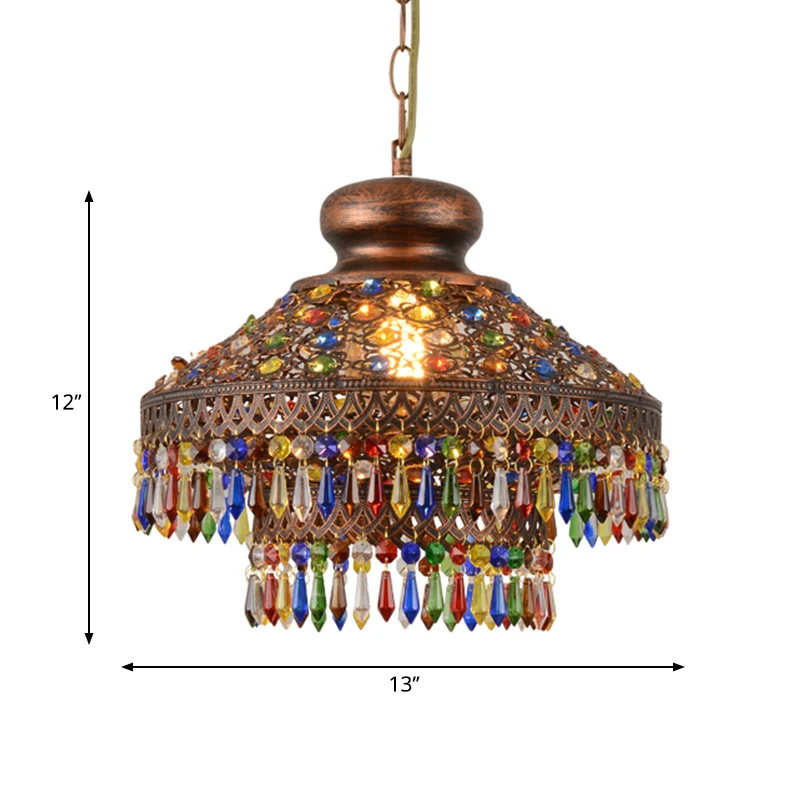 Bohemen koepelvormige hanglamp van kristal 1/3 licht ophanglicht koper voor restaurant Clearhalo