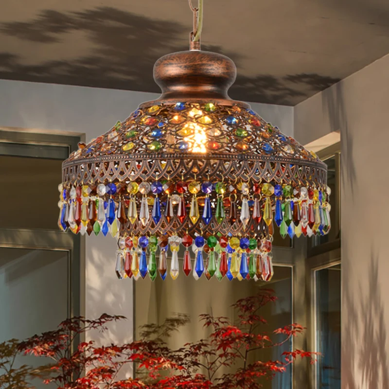 Bohemen koepelvormige hanglamp van kristal 1/3 licht ophanglicht koper voor restaurant Clearhalo