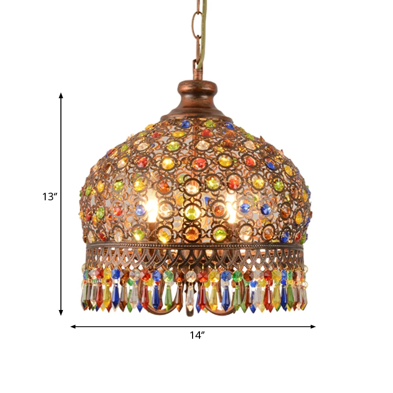 Bohemen koepelvormige hanglamp van kristal 1/3 licht ophanglicht koper voor restaurant Clearhalo