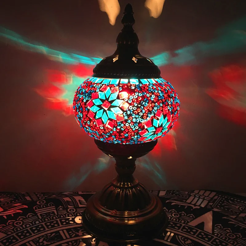 Bohemia Orb nachttafellamp enkel licht handgeslepen glazen nachtkastje verlichting wit/rood/hemelsblauw Clearhalo