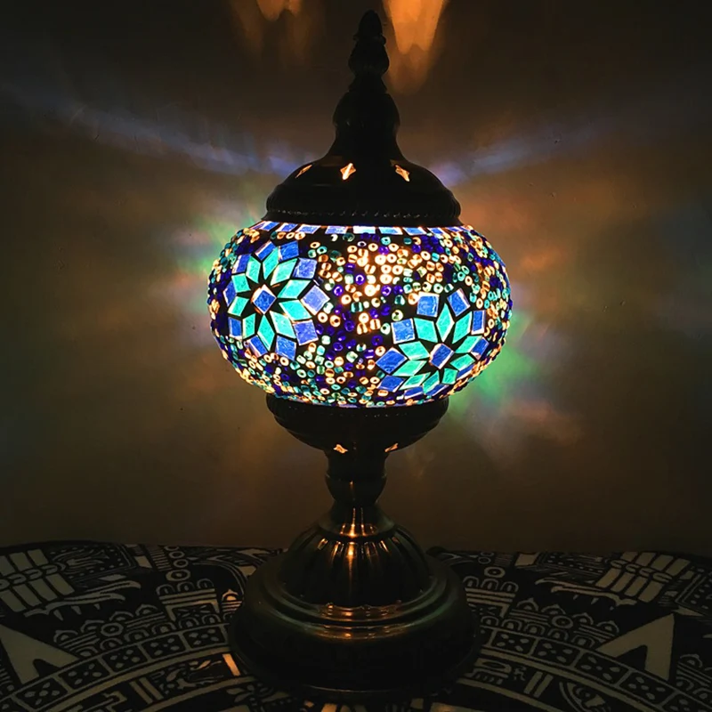 Bohemia Orb nachttafellamp enkel licht handgeslepen glazen nachtkastje verlichting wit/rood/hemelsblauw Clearhalo
