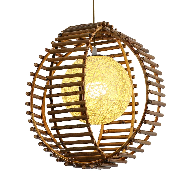 Bol Bamboe Hanglamp Aziatisch 1 Lamp Kaki Hanglamp voor Slaapkamer Clearhalo