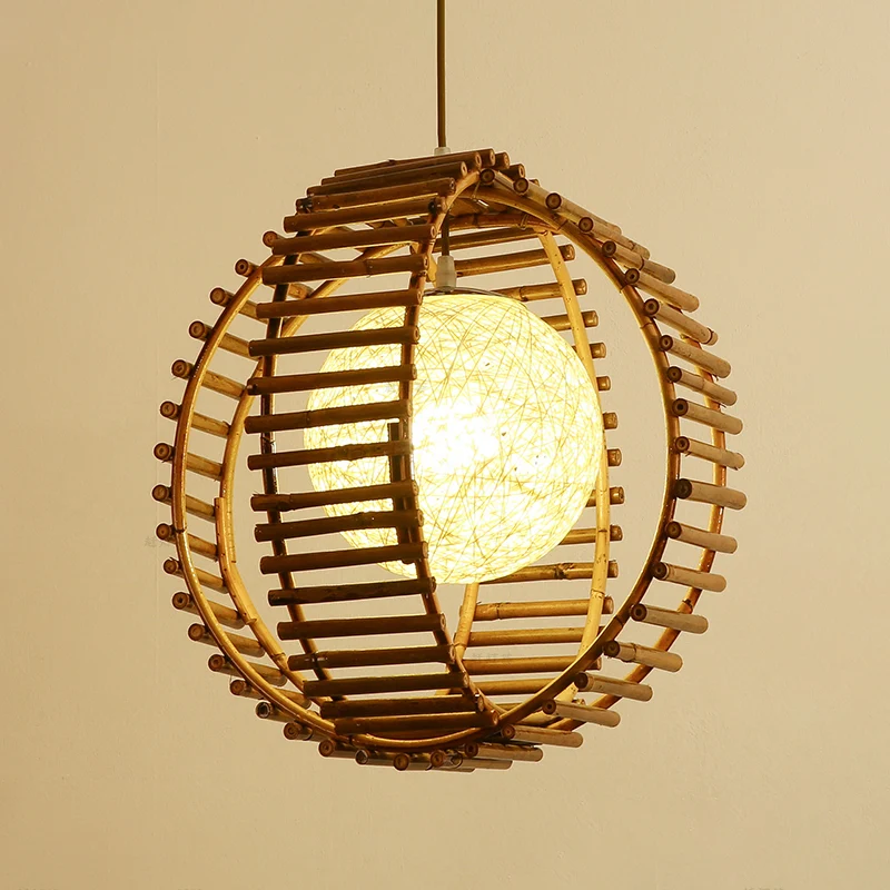 Bol Bamboe Hanglamp Aziatisch 1 Lamp Kaki Hanglamp voor Slaapkamer Clearhalo