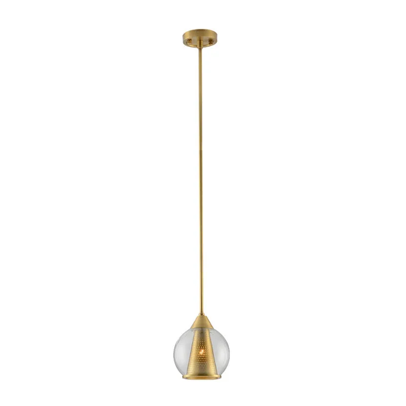 Bol hangende plafondlamp modern rookgrijs glas 1 kop eetkamer hanglamp met gouden kegel metalen kap aan de binnenkant Clea...
