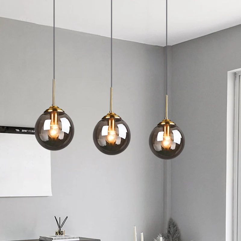 Bol hangende verlichtingsarmatuur Moderne minimalistische glazen hangende plafondlampen voor binnen Clearhalo