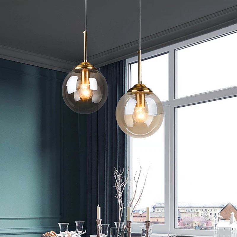 Bol hangende verlichtingsarmatuur Moderne minimalistische glazen hangende plafondlampen voor binnen Clearhalo