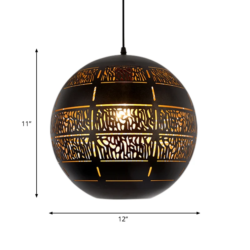 Bol-downverlichting Decoratieve 1-lamps metalen plafondophanglamp brons, 10"/12" breed Clearhalo