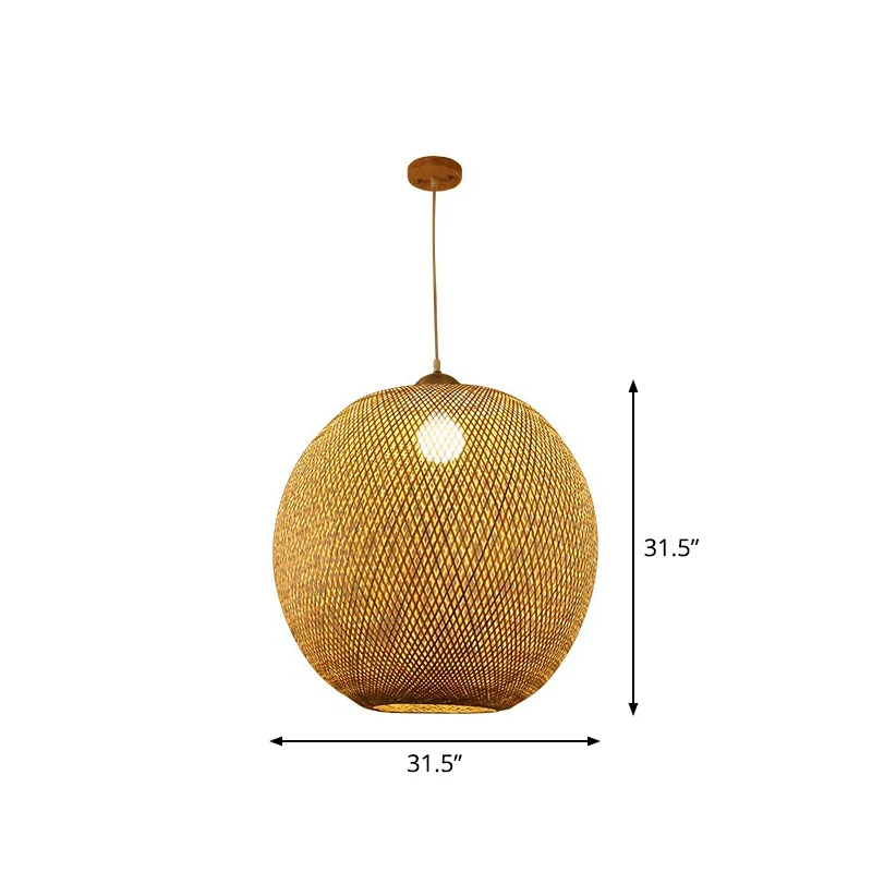Bolvormig restaurant hanglamp bamboe enkele Azië hanglamp beige Clearhalo