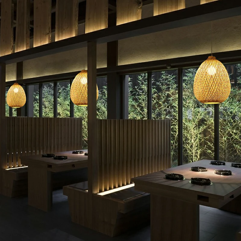Bolvormig restaurant hanglamp bamboe enkele Azië hanglamp beige Clearhalo