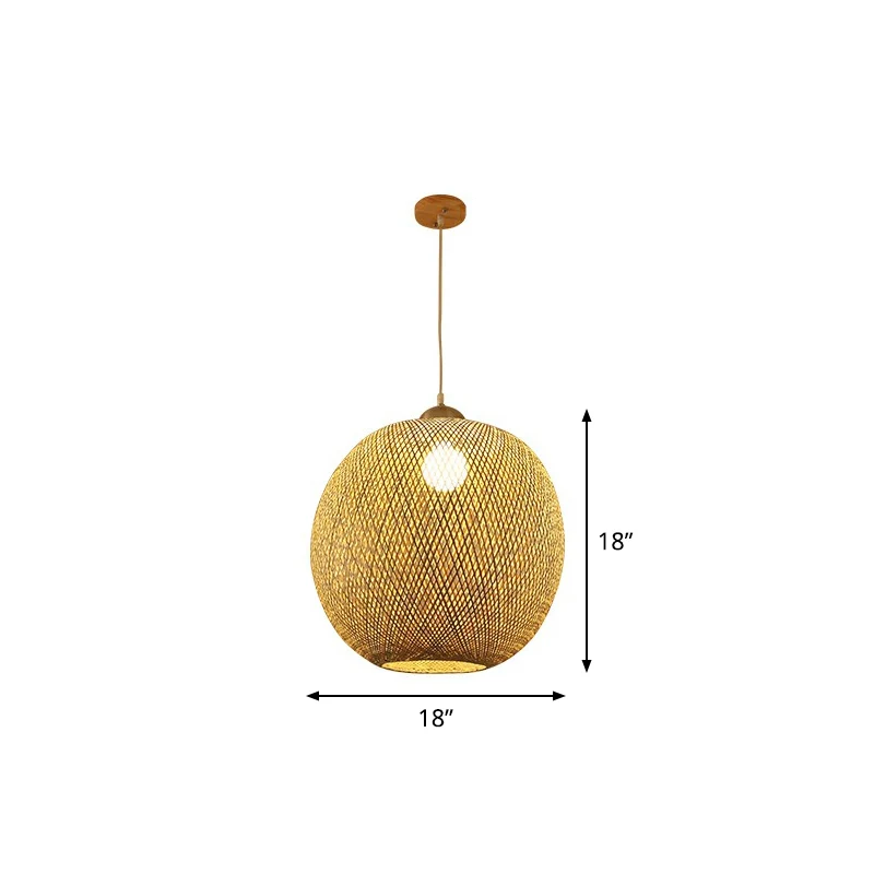 Bolvormig restaurant hanglamp bamboe enkele Azië hanglamp beige Clearhalo